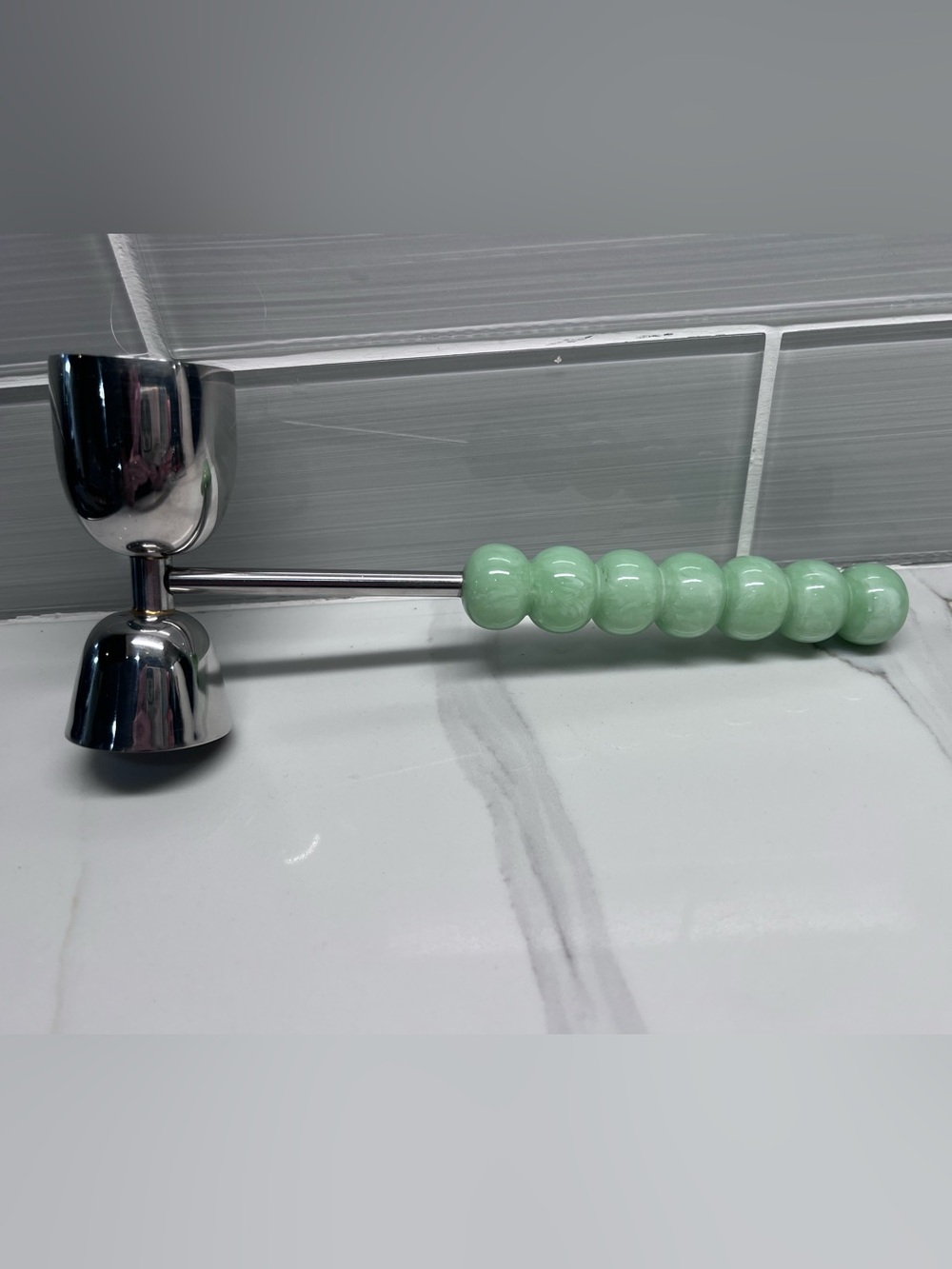Anthropologie Susana Green Resin Beaded Cocktail Jigger Bar Tool mixed drinks